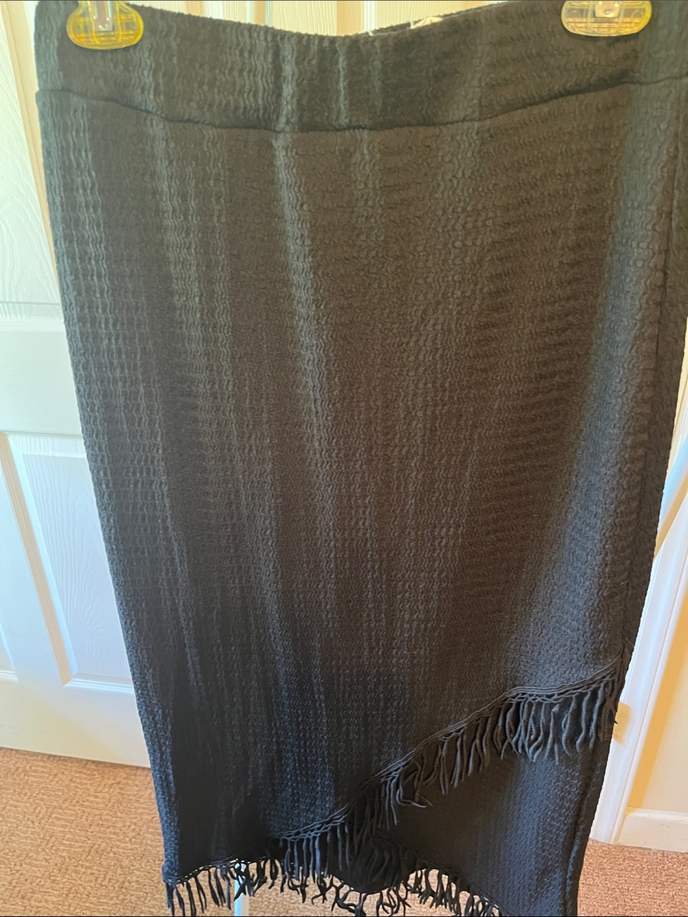 SHEIN Black Maxi Skirt with Fringe Hem